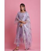 Purple Organza ethnic kurtis