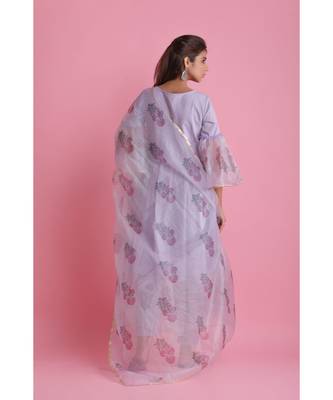 Purple Organza ethnic kurtis 2