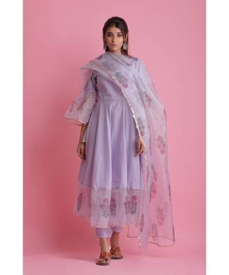 Purple Organza ethnic kurtis 3