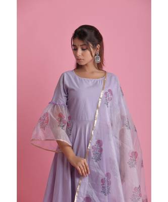 Purple Organza ethnic kurtis 4