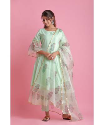 green Organza ethnic kurtis 3