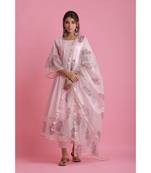 pink Organza ethnic kurtis