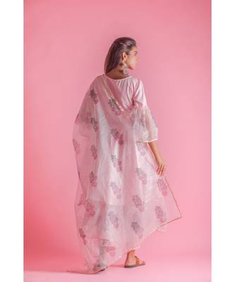 pink Organza ethnic kurtis 2