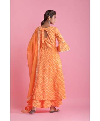 ORANGE Chiffon ethnic kurtis 2