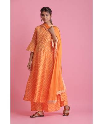 ORANGE Chiffon ethnic kurtis 3