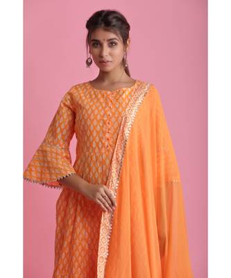 ORANGE Chiffon ethnic kurtis 4