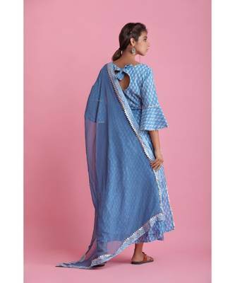 Blue Chiffon ethnic kurtis 2