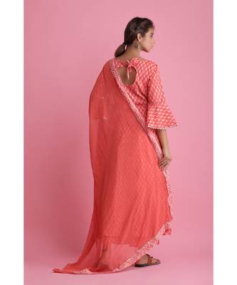 Red Chiffon ethnic kurtis 2