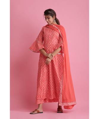 Red Chiffon ethnic kurtis 3