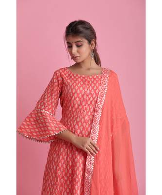 Red Chiffon ethnic kurtis 4