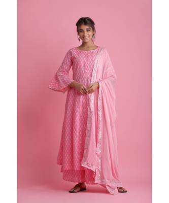 Pink Chiffon ethnic kurtis 1