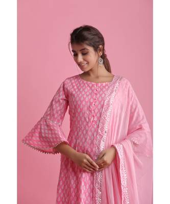 Pink Chiffon ethnic kurtis 4