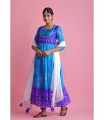 BLUE Chiffon ethnic kurtis