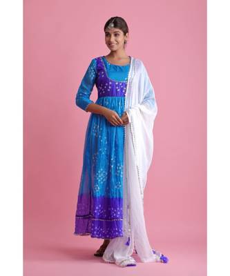 BLUE Chiffon ethnic kurtis 2