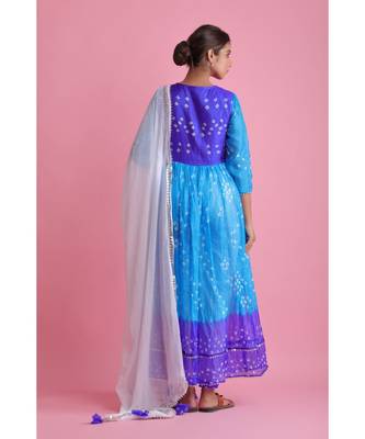 BLUE Chiffon ethnic kurtis 3