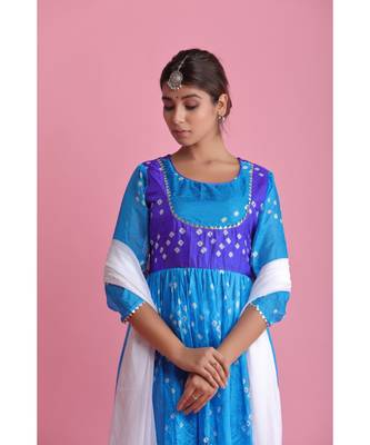 BLUE Chiffon ethnic kurtis 4