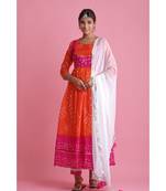 Orange Chiffon ethnic kurtis