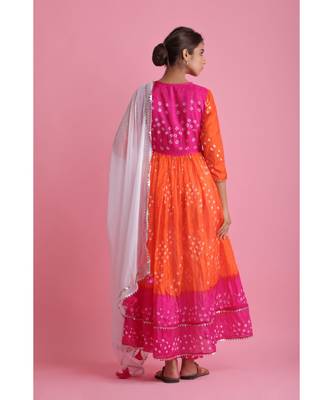 Orange Chiffon ethnic kurtis 2
