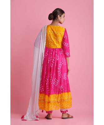 Pink Chiffon ethnic kurtis 2