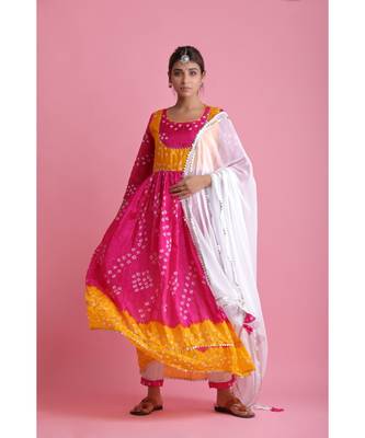 Pink Chiffon ethnic kurtis 3