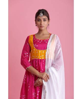Pink Chiffon ethnic kurtis 4