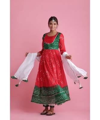 Red Chiffon ethnic kurtis 3