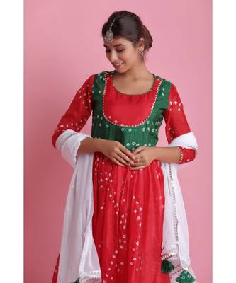 Red Chiffon ethnic kurtis 4