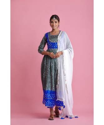 Grey Chiffon ethnic kurtis 1