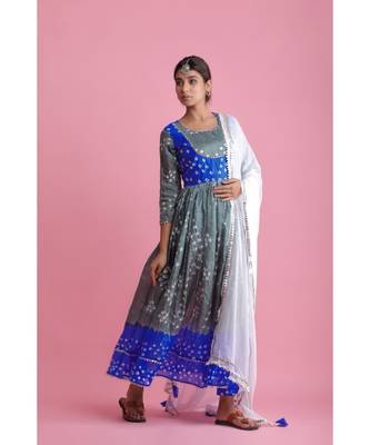 Grey Chiffon ethnic kurtis 2