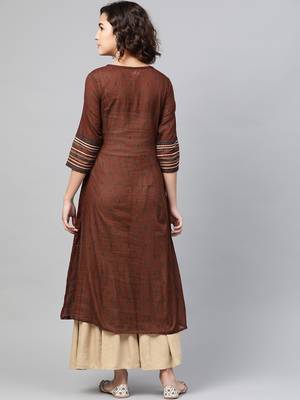 Maroon embroidered cotton ethnic-kurtis 2