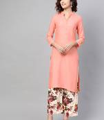 Peach woven viscose ethnic-kurtis
