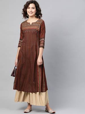 Maroon embroidered cotton ethnic-kurtis 4