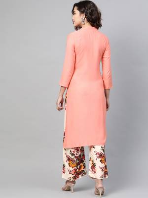 Peach woven viscose ethnic-kurtis 2