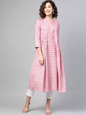 Pink woven cotton ethnic-kurtis 1
