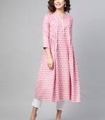 Pink woven cotton ethnic-kurtis