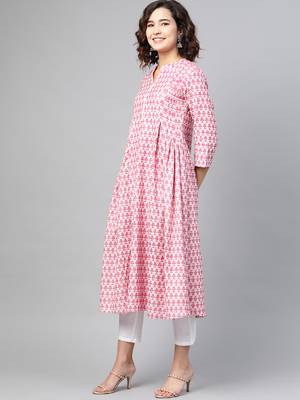 Pink woven cotton ethnic-kurtis 3