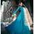 Blue Georgette fit and flare Dress dupatta