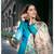 Blue Georgette fit and flare Dress dupatta