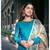 Blue Georgette fit and flare Dress dupatta