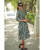 Charcoal Grey Muslin  Fit and Flare Dress