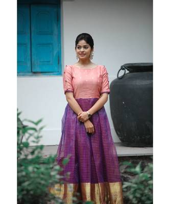 Red Dupion Silk Cotton  Fit and Flare Dress 2