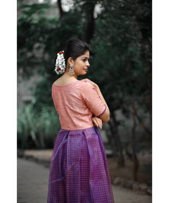 Red Dupion Silk Cotton  Fit and Flare Dress 3