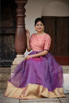 Red Dupion Silk Cotton  Fit and Flare Dress