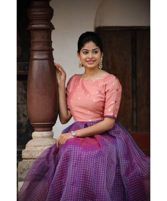 Red Dupion Silk Cotton  Fit and Flare Dress 5
