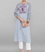 Grey printed crepe ethnic kurtis