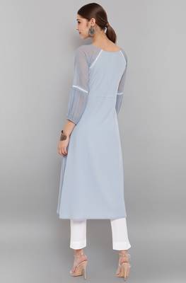 Grey printed crepe ethnic kurtis 5