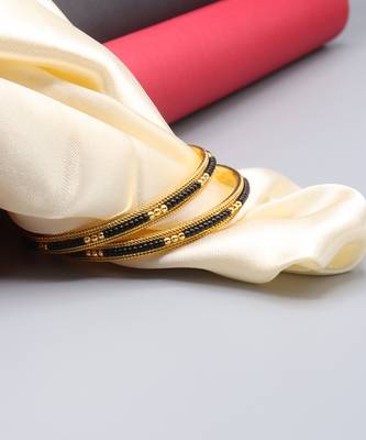 Set of 2 Bangles and Bracelets with Gold-Plated Beads 1