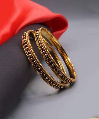 Golden Traditional Black Bead Gold Plated Pair Of Bangles  For Women And Girls 1