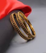Golden Traditional Black Bead Gold Plated Pair Of Bangles  For Women And Girls