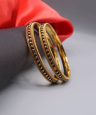 Golden Traditional Black Bead Gold Plated Pair Of Bangles  For Women And Girls 6